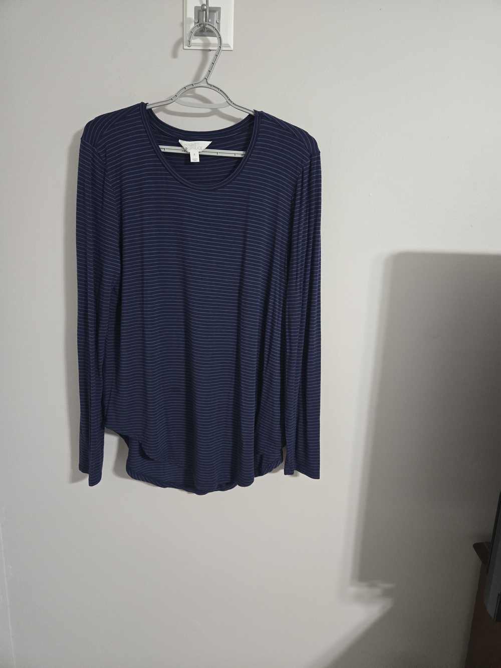 Market & Spruce Navy and Thin-Stripe Long Sleeve Tee
